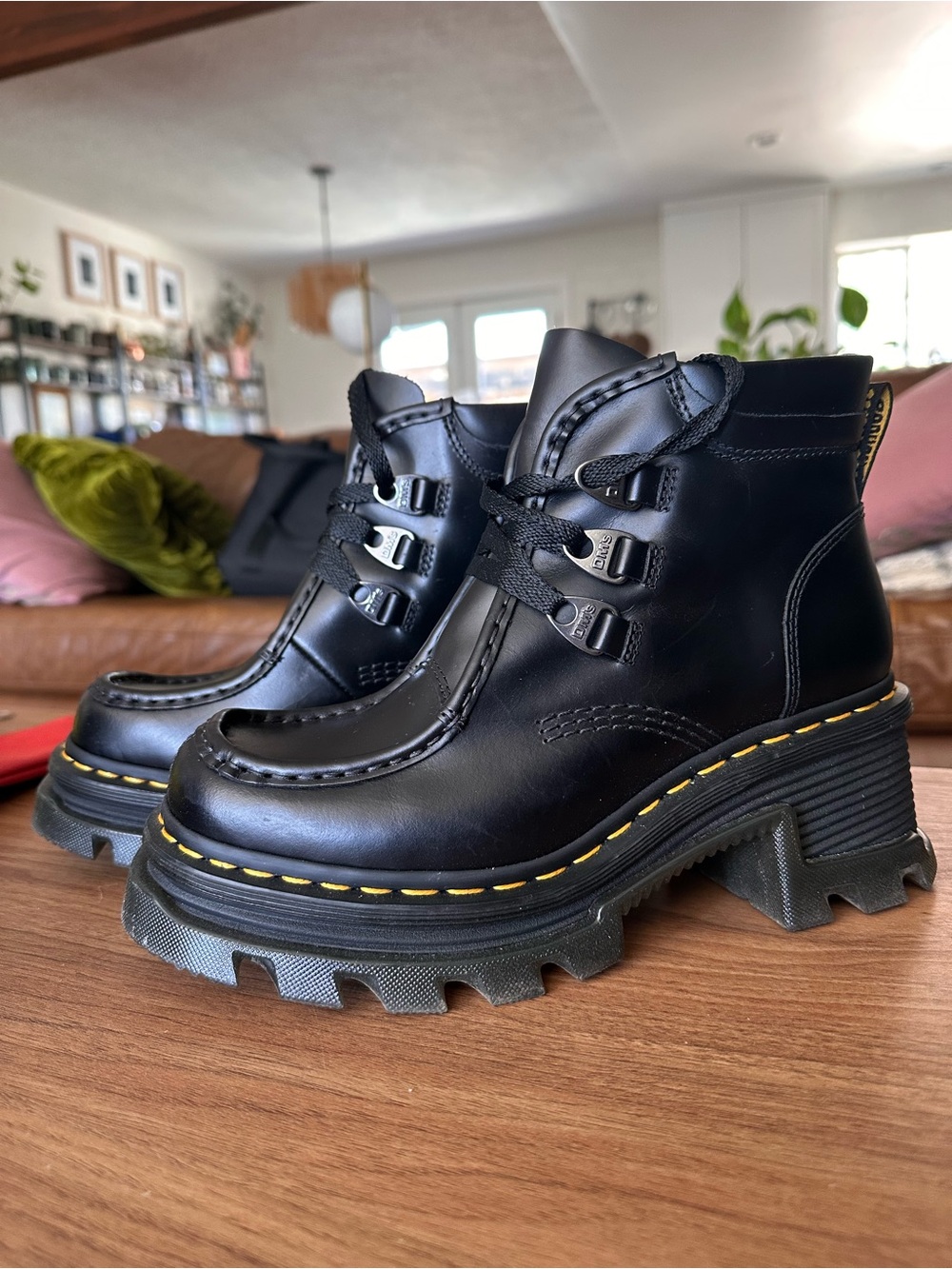 Dr. Martens Black Leather Corran 3-Eyed Heeled Boots
